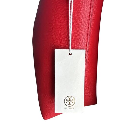 NWT Tory Burch Emerson Bucket Bag Red Saffiano Leather Bearberry Crossbody - Picture 5 of 16